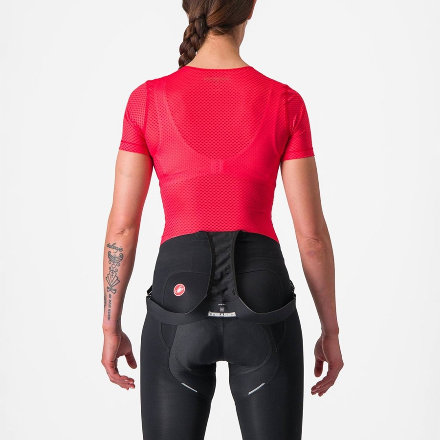 Femme Rouge Couche De Base Castelli PRO MESH W SHORT SLEEVE - france  HQJ-8475307