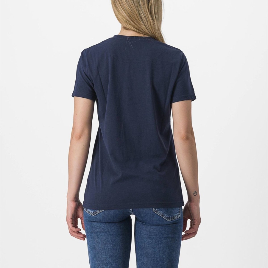 Femme Bleu Casual Castelli PEDALARE TEE - france  OYL-3607895