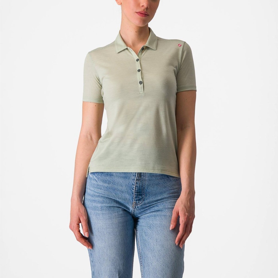 Femme Vert Casual Castelli MERINO W POLO - france  IST-2640016