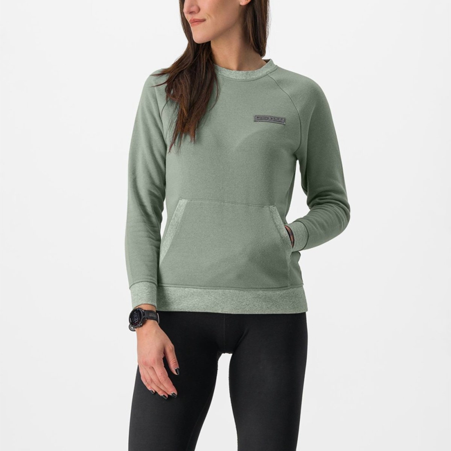 Femme Vert Casual Castelli LOGO W SWEATSHIRT - france  GZV-4971708