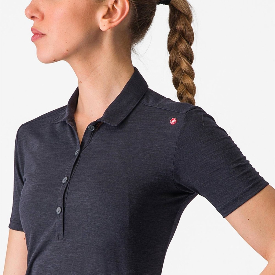 Femme Noir Casual Castelli MERINO W POLO - france  TBS-9278919