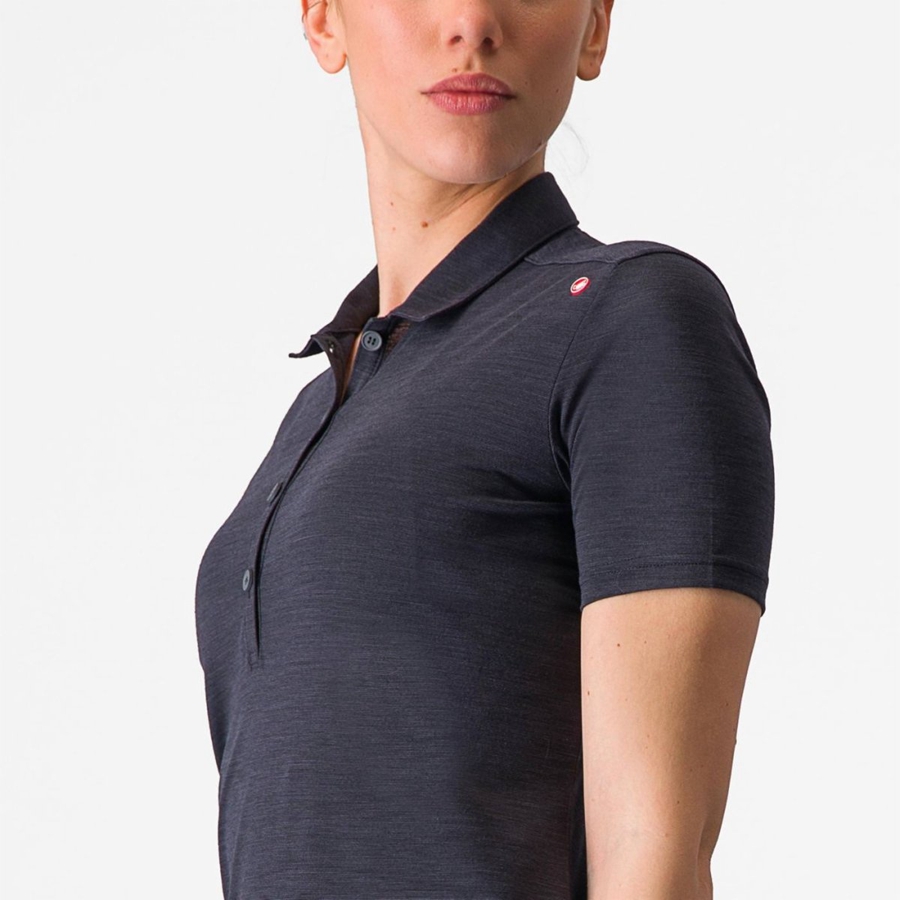 Femme Noir Casual Castelli MERINO W POLO - france  TBS-9278919