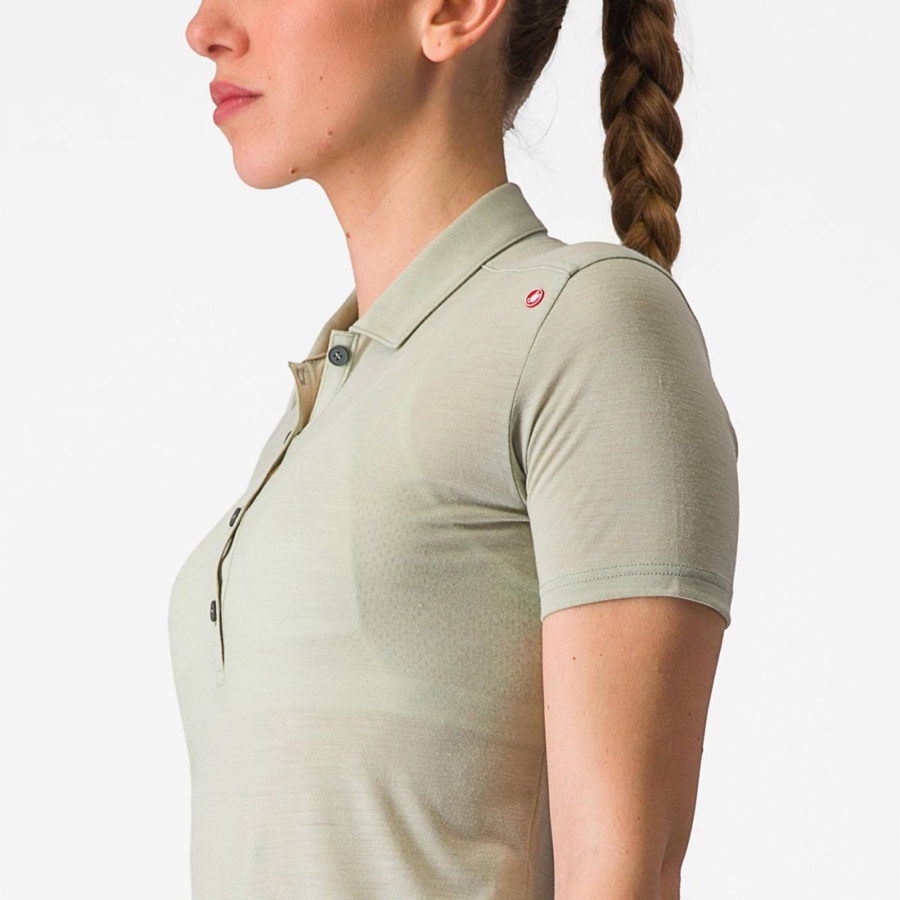 Femme Vert Casual Castelli MERINO W POLO - france  IST-2640016