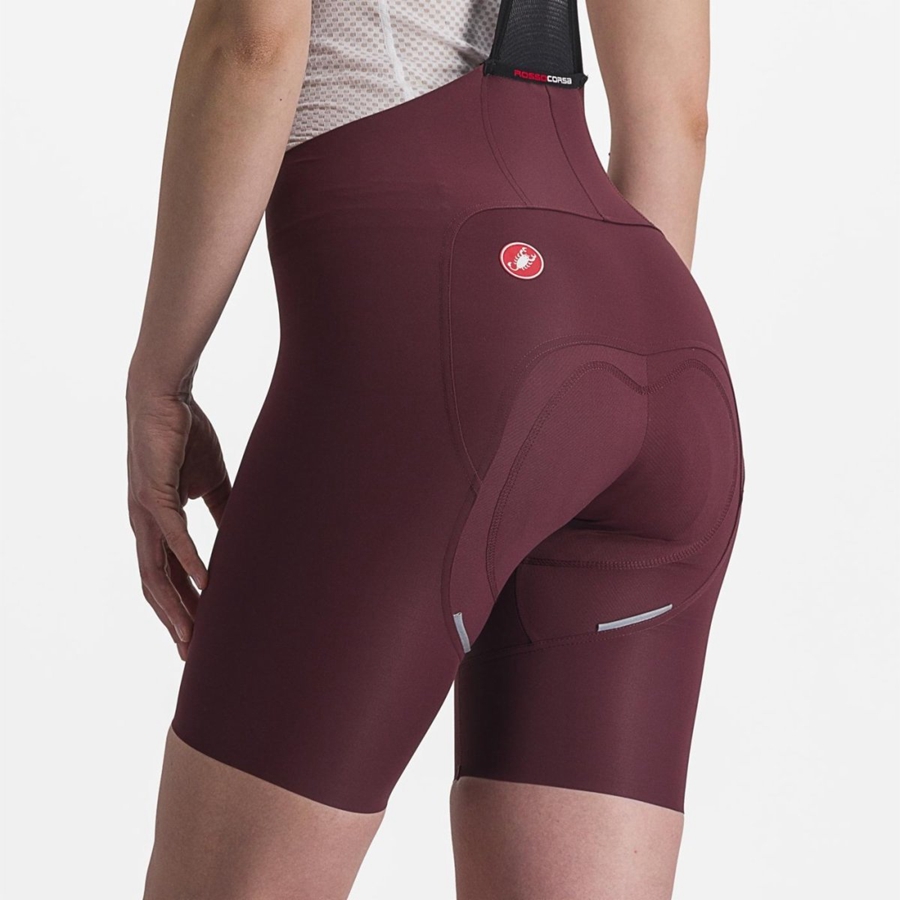 Femme Bordeaux Foncé Short Avec Bavette Castelli FREE AERO RC W - france  NKN-0748958