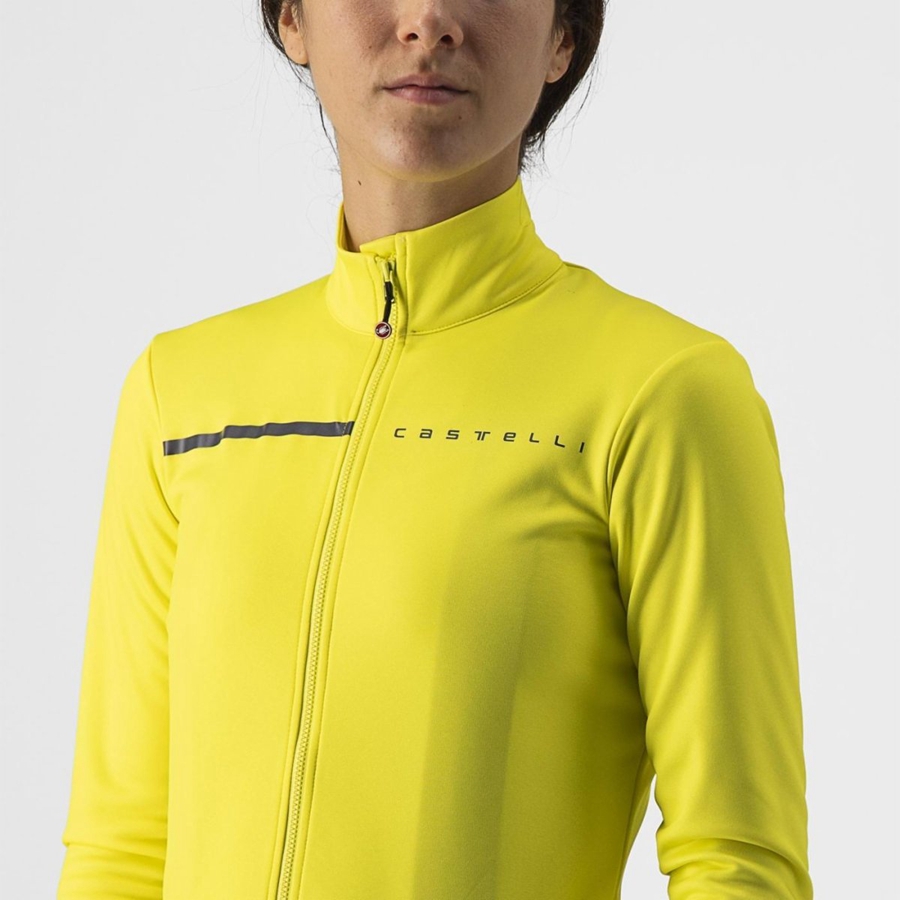 Femme Jaune Grise Foncé Maillot Castelli SINERGIA 2 FZ - france  KMF-4717483