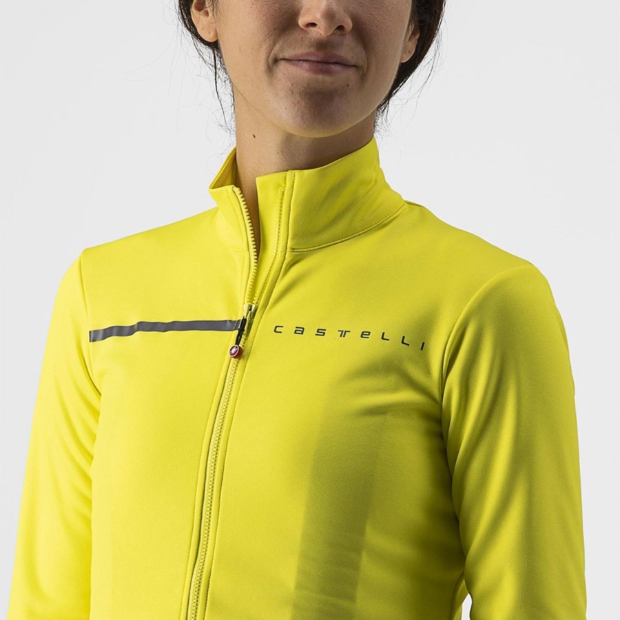 Femme Jaune Grise Foncé Maillot Castelli SINERGIA 2 FZ - france  KMF-4717483