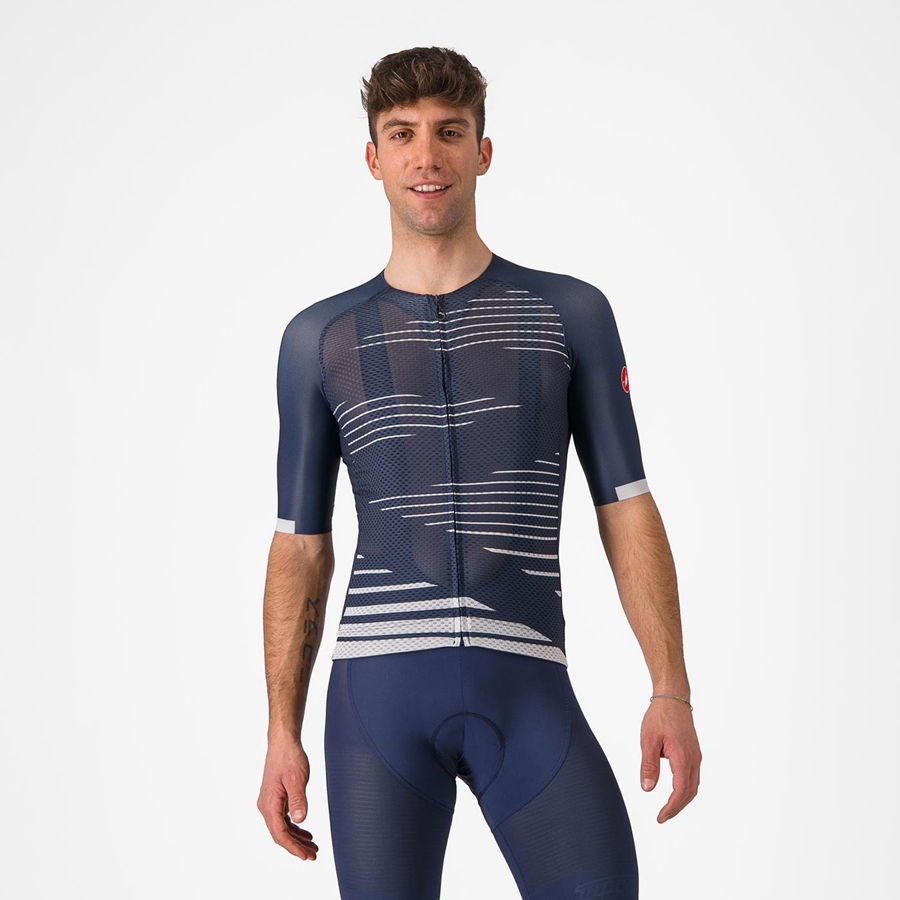 Homme Bleu Argent Grise Maillot Castelli CLIMBER'S 4.0 - france  MAY-9010182