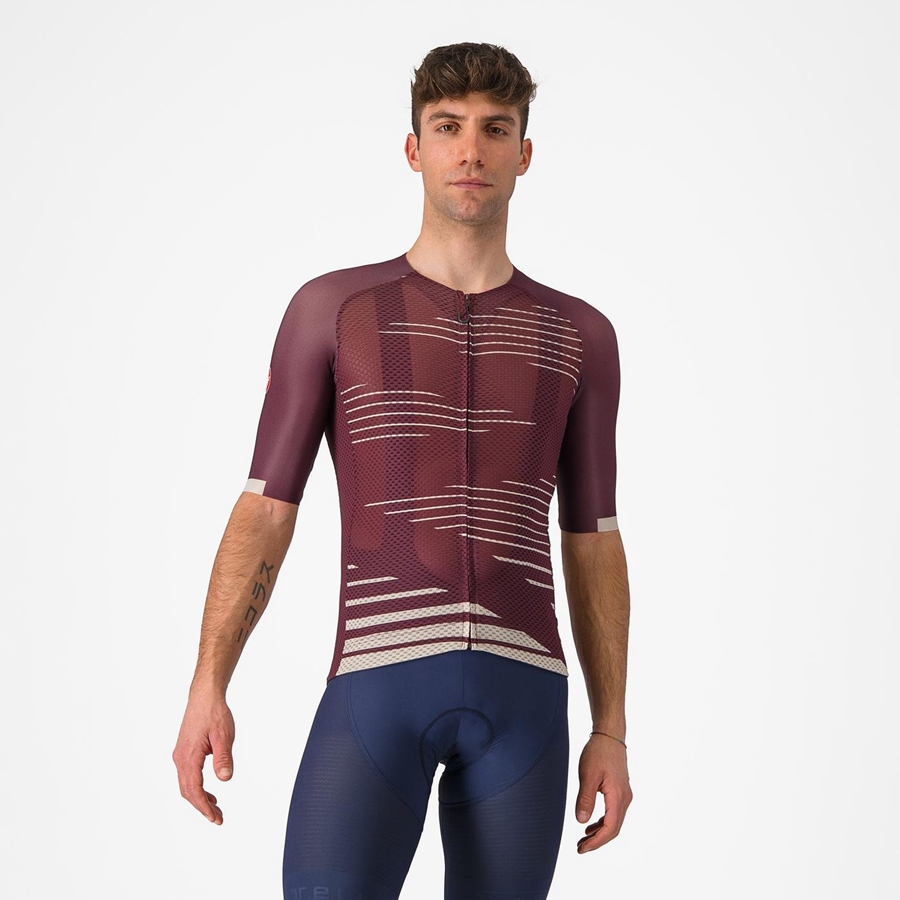 Homme Bordeaux Foncé Argent Maillot Castelli CLIMBER'S 4.0 - france  BRN-0276677