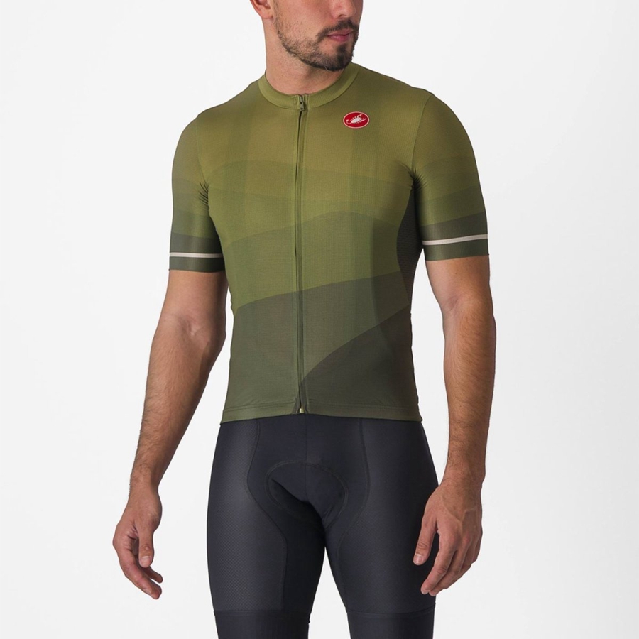 Homme Vert Foncé Vert Olive Argent Maillot Castelli ORIZZONTE - france  BHU-7895898