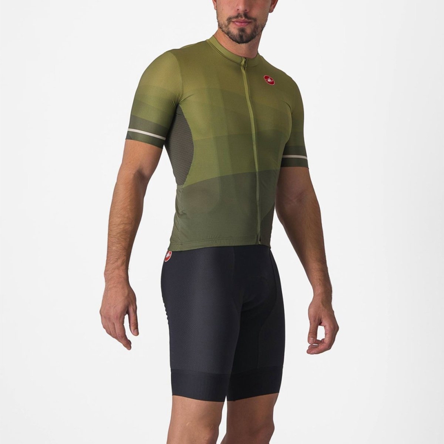 Homme Vert Foncé Vert Olive Argent Maillot Castelli ORIZZONTE - france  BHU-7895898