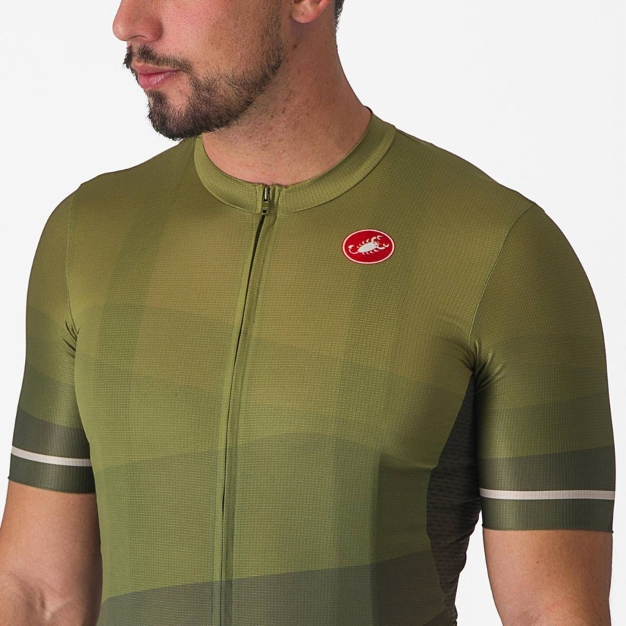 Homme Vert Foncé Vert Olive Argent Maillot Castelli ORIZZONTE - france  BHU-7895898