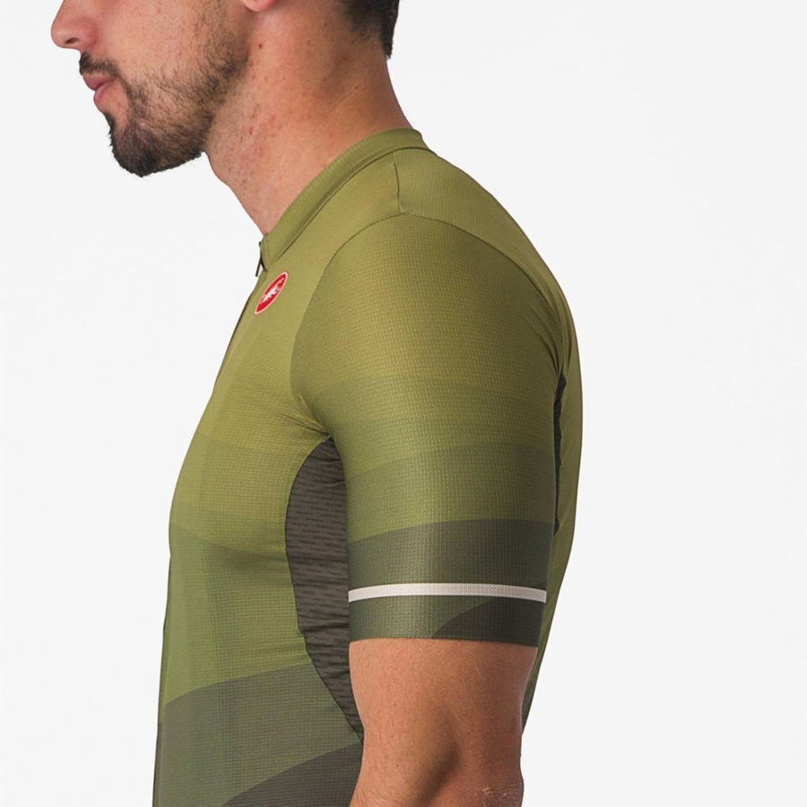 Homme Vert Foncé Vert Olive Argent Maillot Castelli ORIZZONTE - france  BHU-7895898