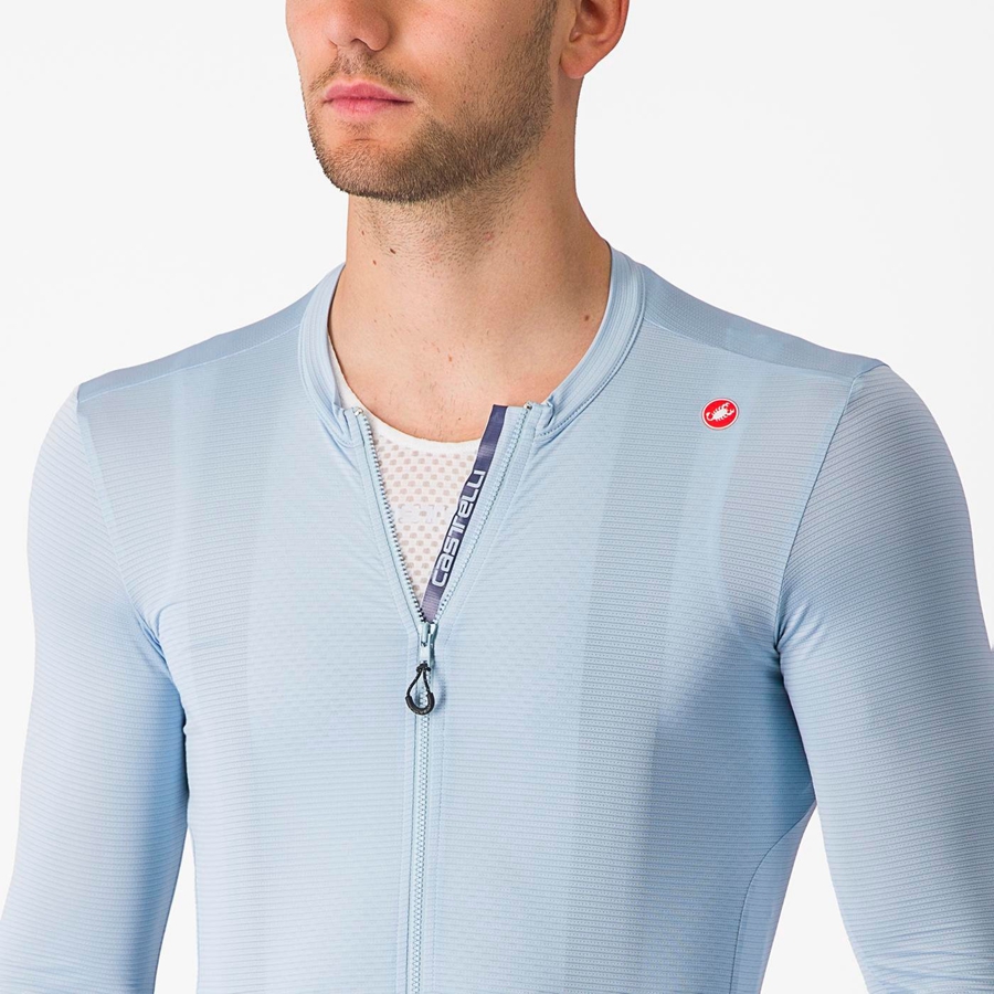 Homme Bleu Bleu Maillot Castelli ESPRESSO LS - france  HRH-5084368