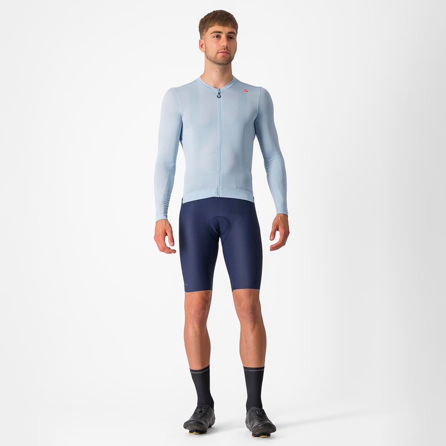 Homme Bleu Bleu Maillot Castelli ESPRESSO LS - france  HRH-5084368