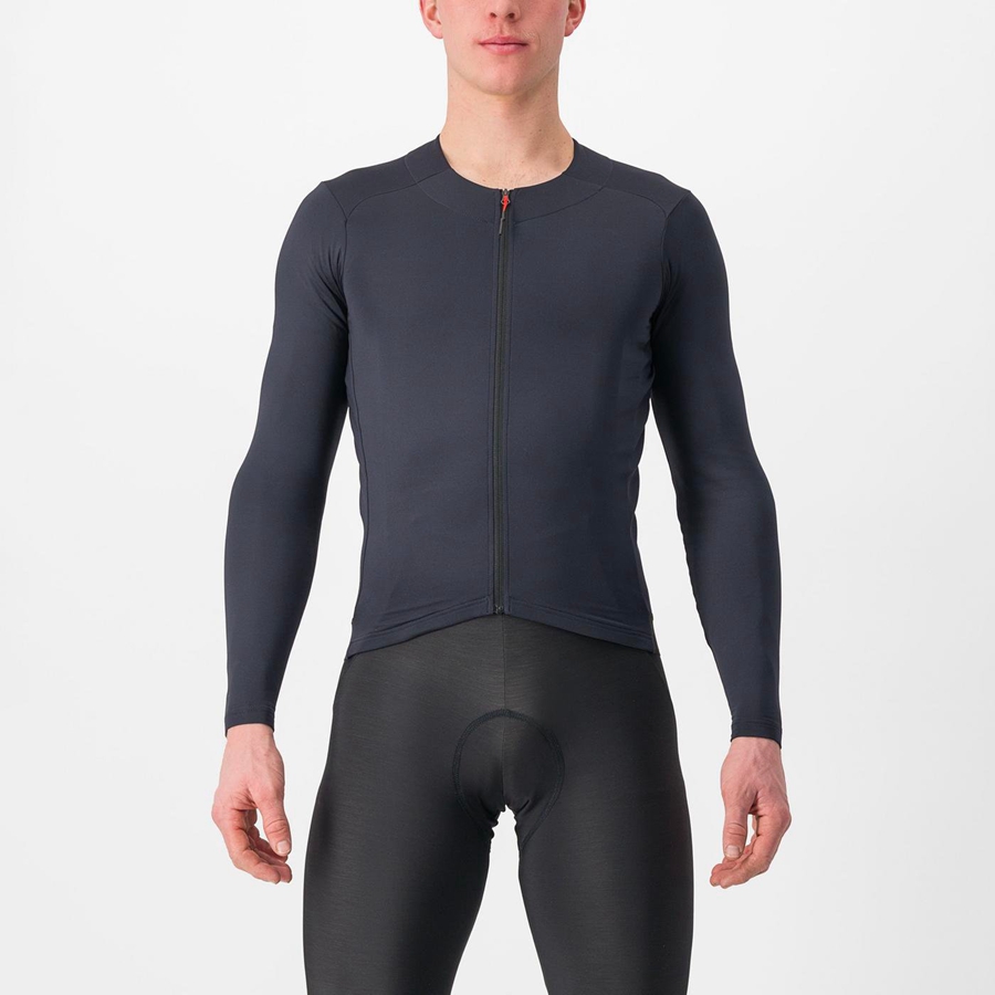 Homme Noir Maillot Castelli FLY LS - france  UCE-4124919