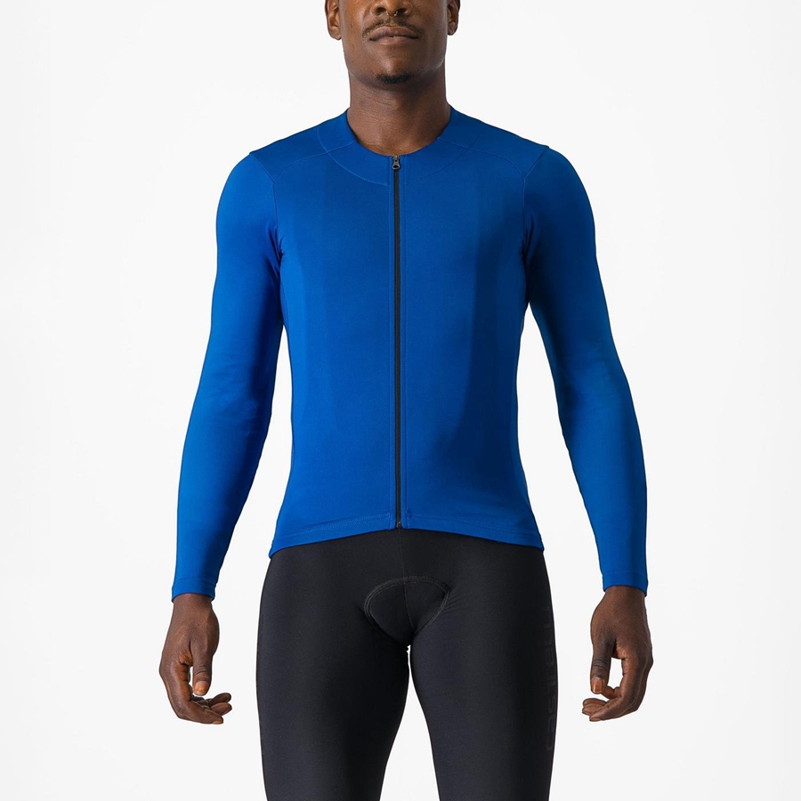 Homme Bleu Maillot Castelli FLY LS - france  SUK-7956729