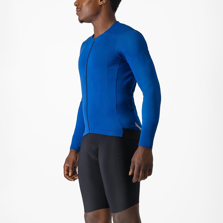 Homme Bleu Maillot Castelli FLY LS - france  SUK-7956729