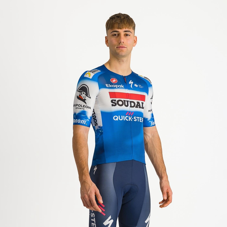 Homme Bleu Blanche Maillot Castelli AERO RACE 7.0 - france  JXR-2386118