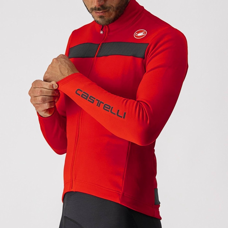 Homme Rouge Noir Maillot Castelli PURO 3 FZ - france  EBO-7527192