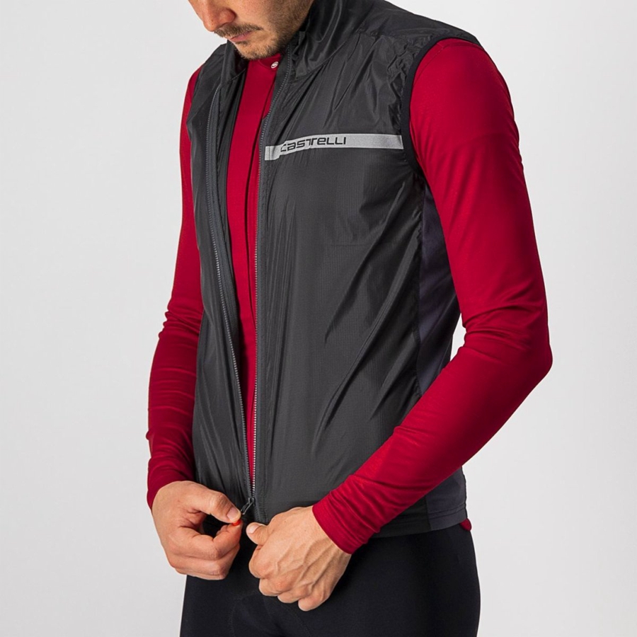 Homme Noir Grise Foncé Gilet Castelli SQUADRA STRETCH - france  YRA-4157948