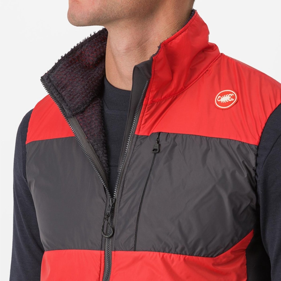 Homme Rouge Grise Foncé Gilet Castelli UNLIMITED PUFFY - france  KES-2707595