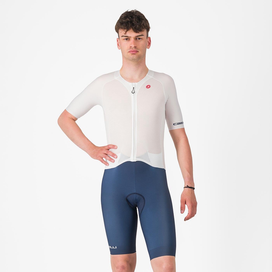 Homme Blanche Bleu Speedsuit Castelli SANREMO BTW X2 - france  VDZ-8596750