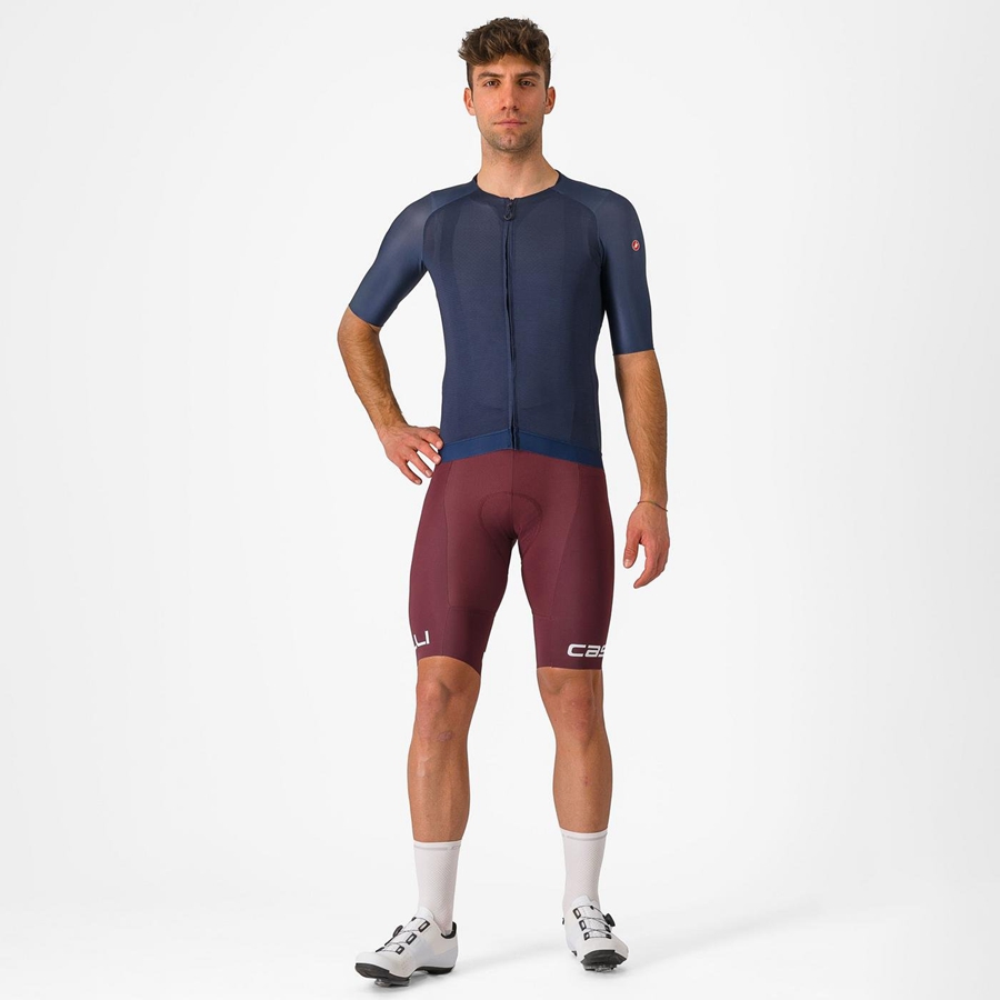 Homme Bordeaux Foncé Blanche Short Avec Bavette Castelli FREE AERO RC CLASSIC - france  CSE-8052753