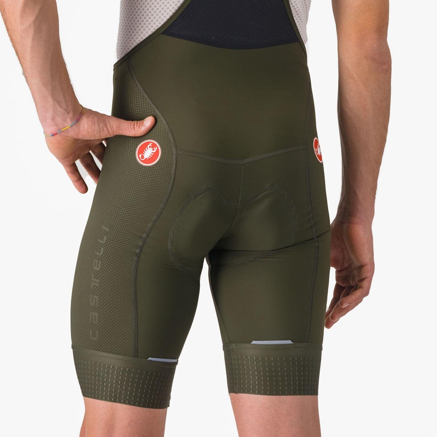 Homme Vert Foncé Short Avec Bavette Castelli COMPETIZIONE - france  UPW-4080433