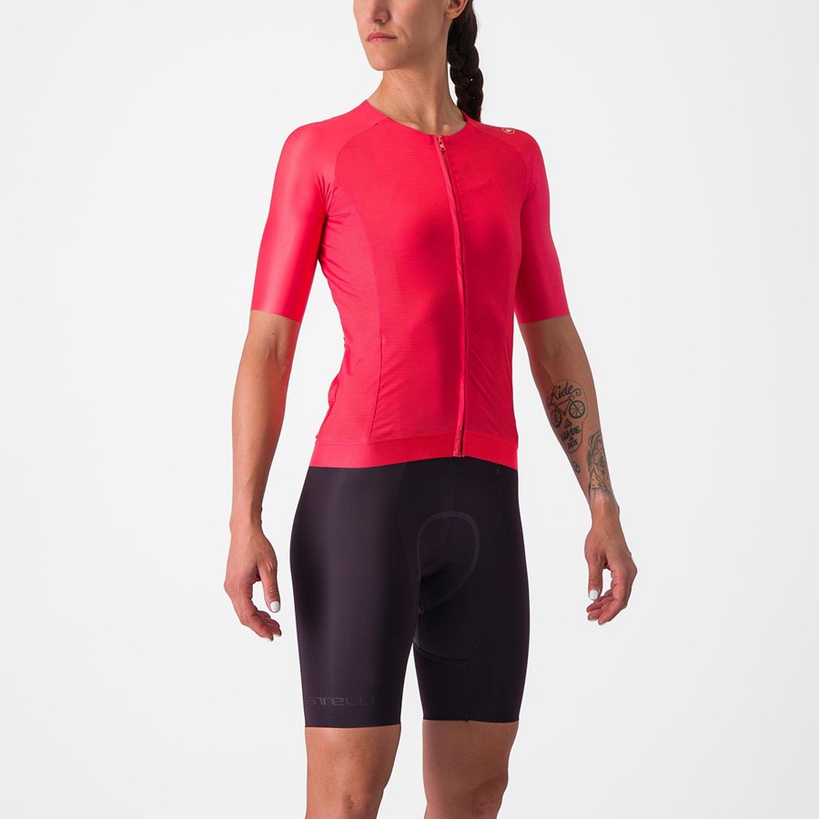 Femme Rouge Maillot Castelli AERO PRO 7.0 W - france  UUH-4039230