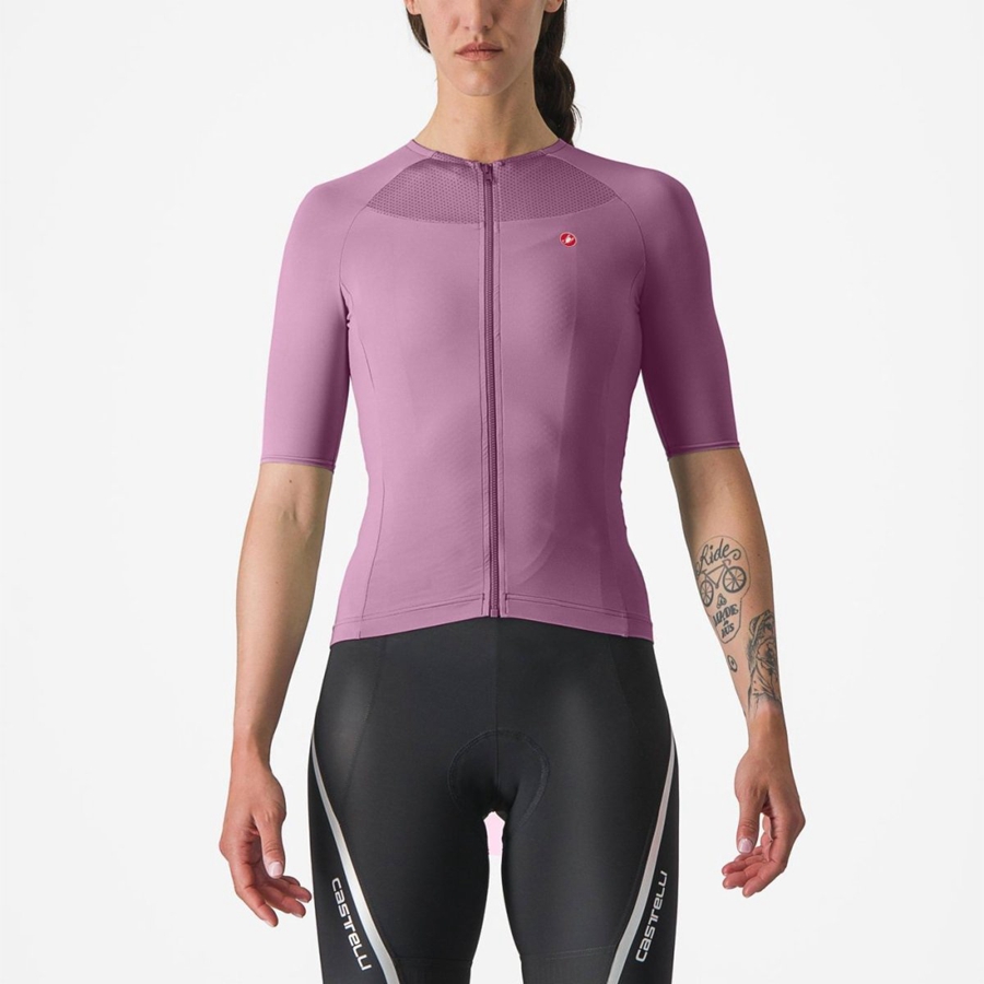 Femme Violette Foncé Noir Maillot Castelli VELOCISSIMA 2 - france  QUW-1316410