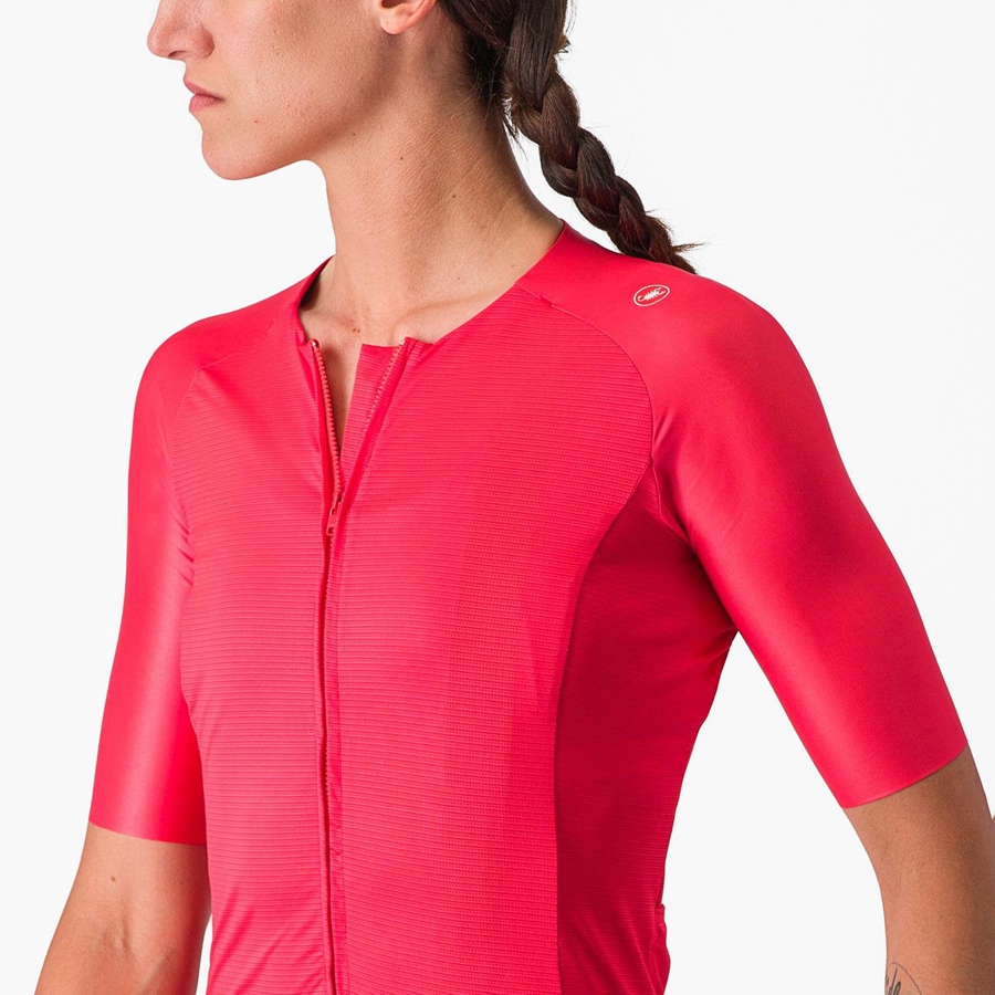 Femme Rouge Maillot Castelli AERO PRO 7.0 W - france  UUH-4039230