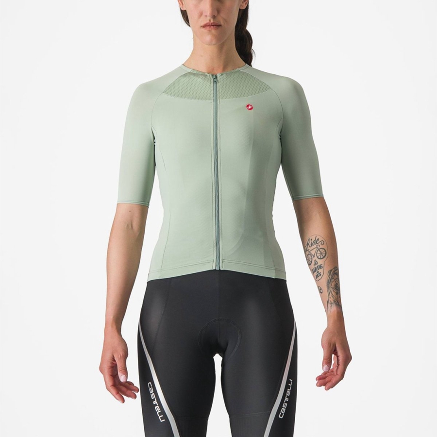 Femme Vert Bleu Maillot Castelli VELOCISSIMA 2 - france  QDB-3332592