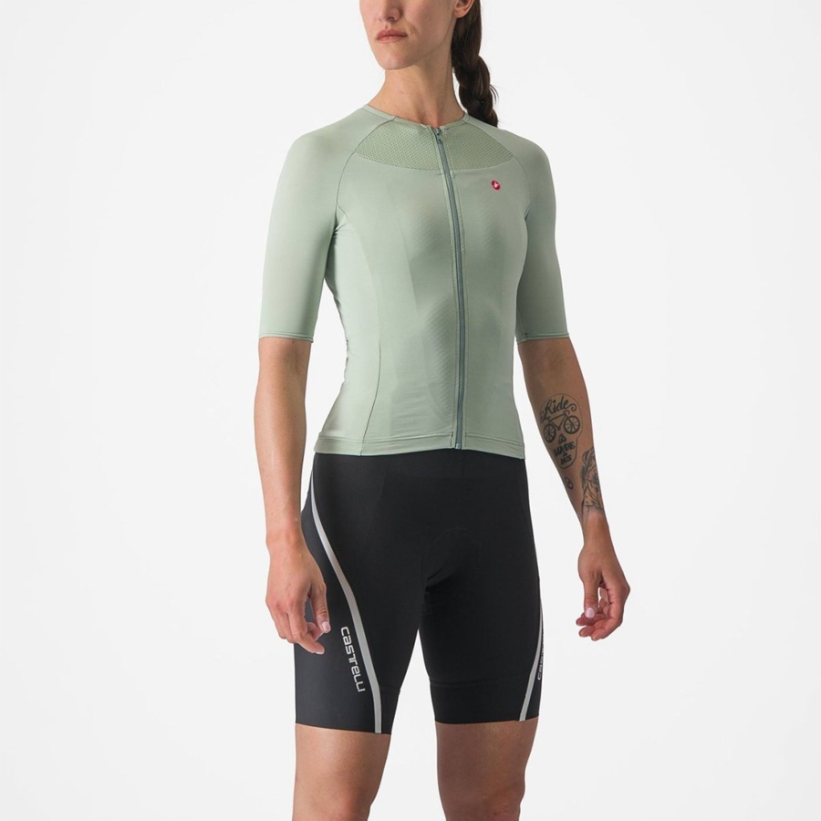 Femme Vert Bleu Maillot Castelli VELOCISSIMA 2 - france  QDB-3332592