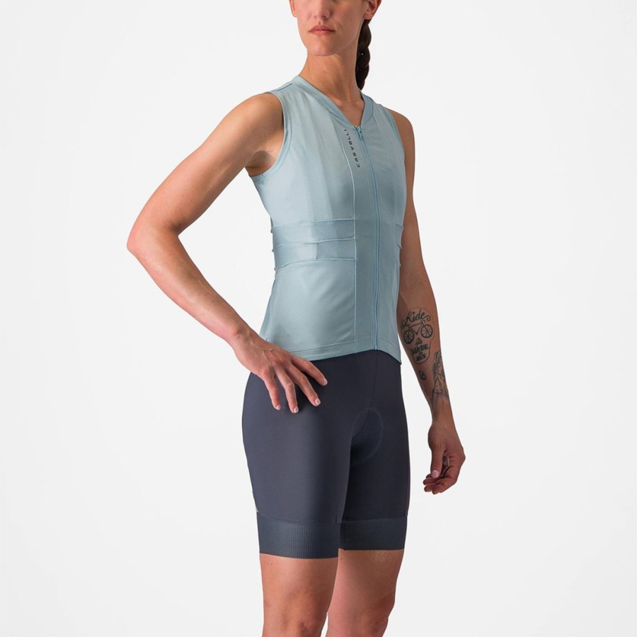 Femme Bleu Grise Foncé Bleu Maillot Castelli ANIMA 4 SLEEVELESS - france  JZW-5627234