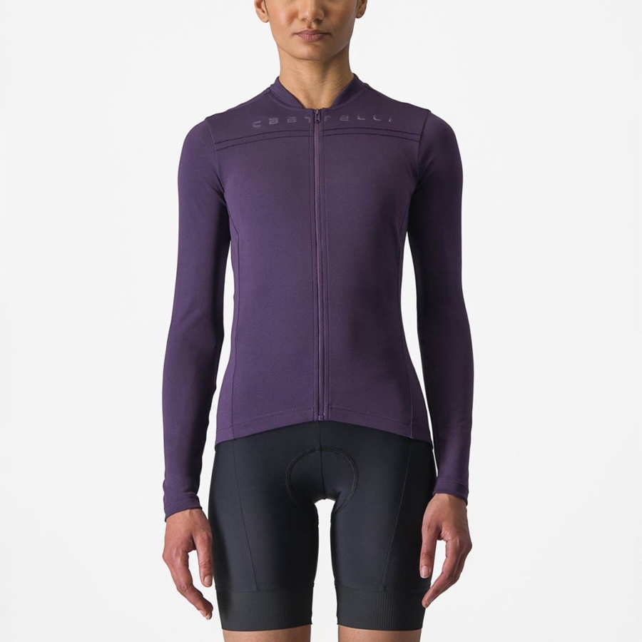 Femme Violette Maillot Castelli ANIMA 4 LONG SLEEVE - france  KSY-1843017