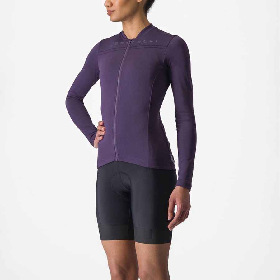 Femme Violette Maillot Castelli ANIMA 4 LONG SLEEVE - france  KSY-1843017