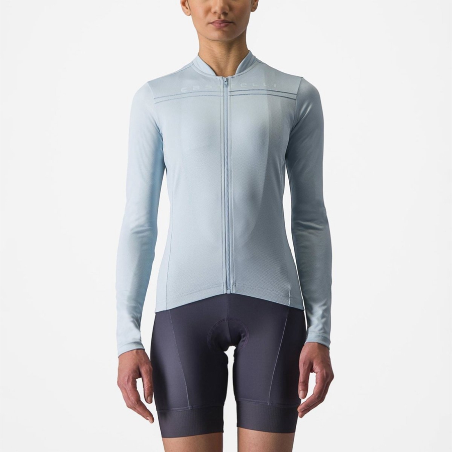 Femme Bleu Maillot Castelli ANIMA 4 LONG SLEEVE - france  BRP-0003064