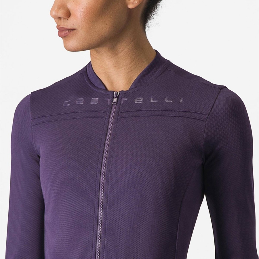 Femme Violette Maillot Castelli ANIMA 4 LONG SLEEVE - france  KSY-1843017