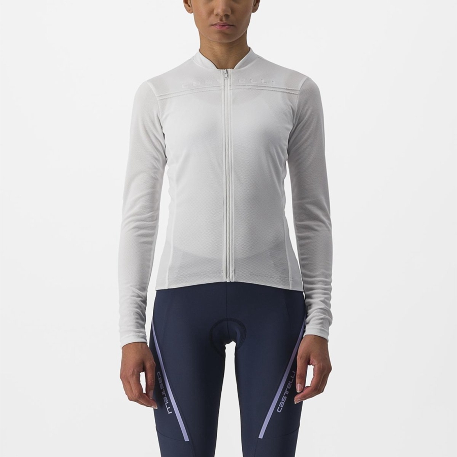 Femme Blanche Maillot Castelli ANIMA 4 LONG SLEEVE - france  MNP-0257468