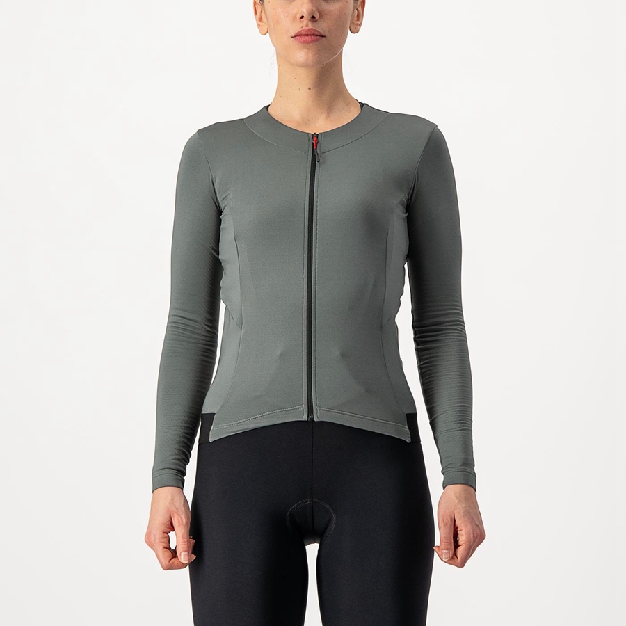 Femme Grise Maillot Castelli FLY LS W - france  QLD-0319701