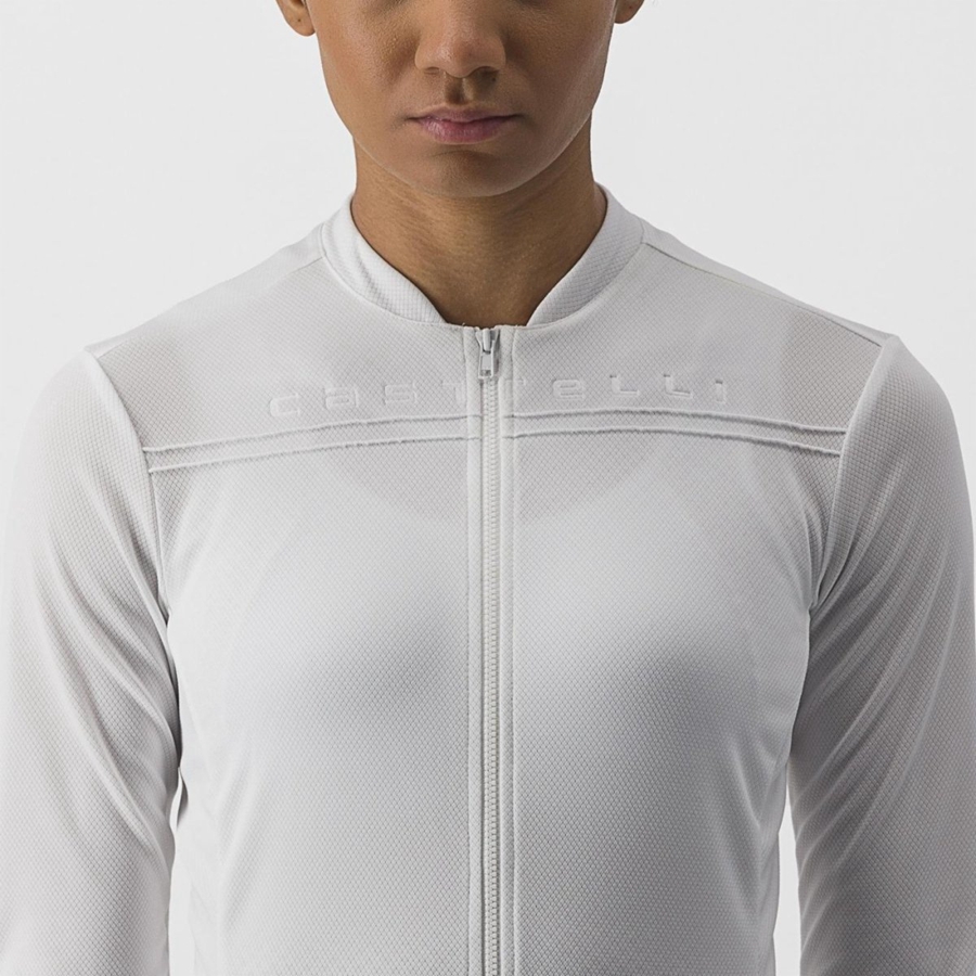 Femme Blanche Maillot Castelli ANIMA 4 LONG SLEEVE - france  MNP-0257468