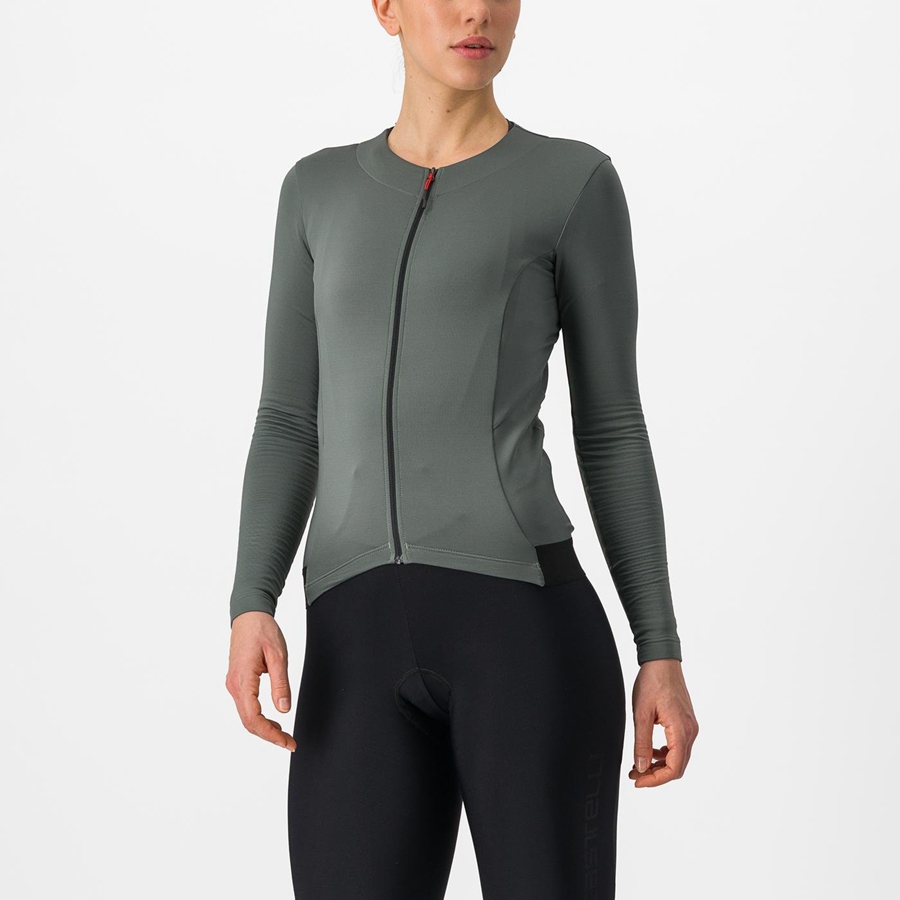 Femme Grise Maillot Castelli FLY LS W - france  QLD-0319701