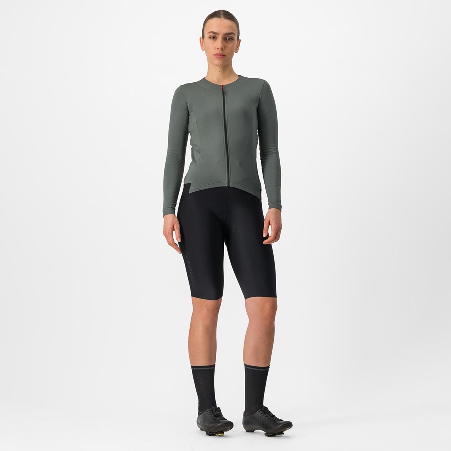 Femme Grise Maillot Castelli FLY LS W - france  QLD-0319701