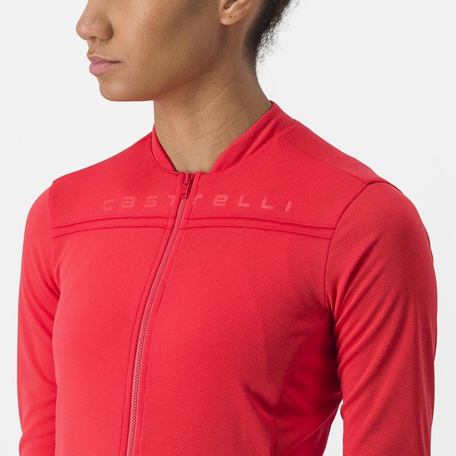 Femme Rouge Maillot Castelli ANIMA 4 LONG SLEEVE - france  RJK-9778419