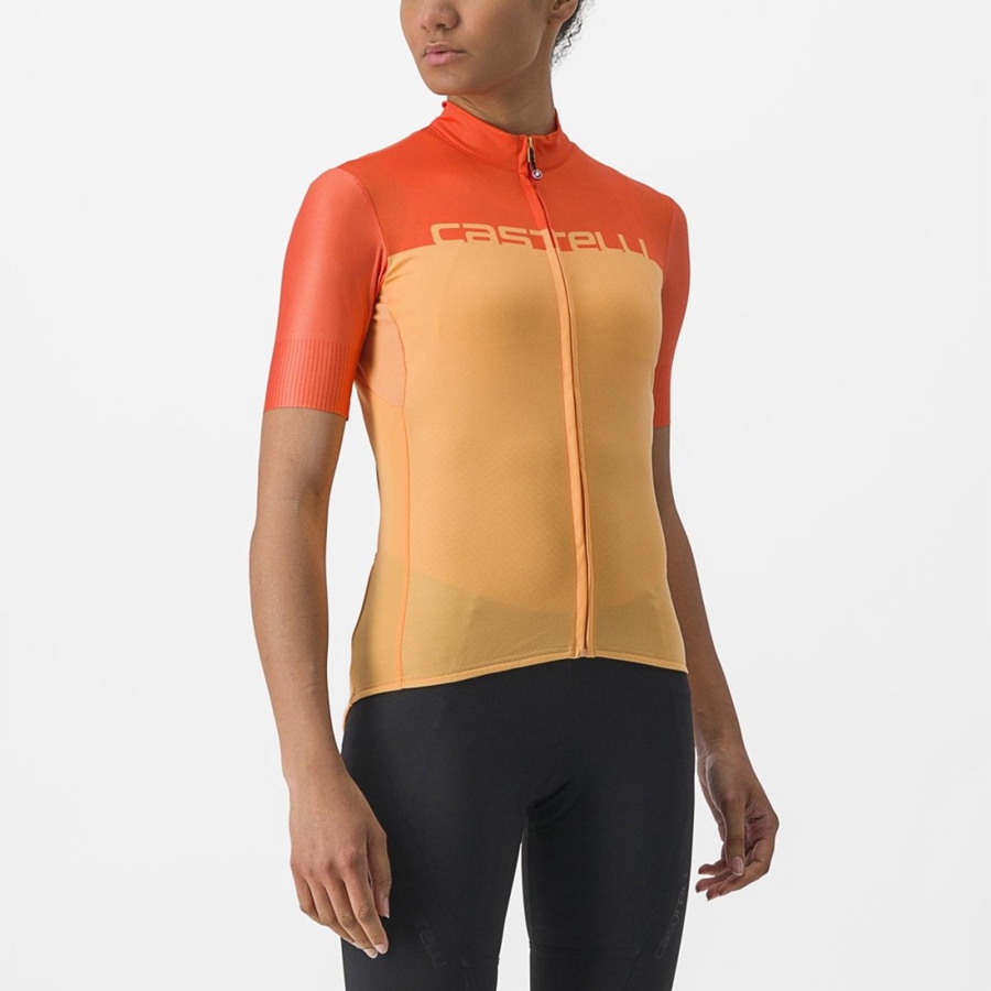 Femme Orange Rouge Foncé Maillot Castelli VELOCISSIMA - france  GWO-4244769