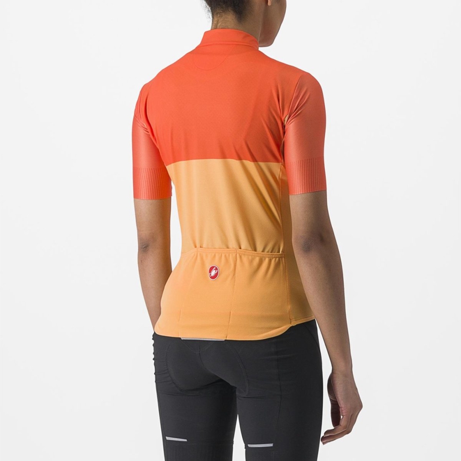 Femme Orange Rouge Foncé Maillot Castelli VELOCISSIMA - france  GWO-4244769