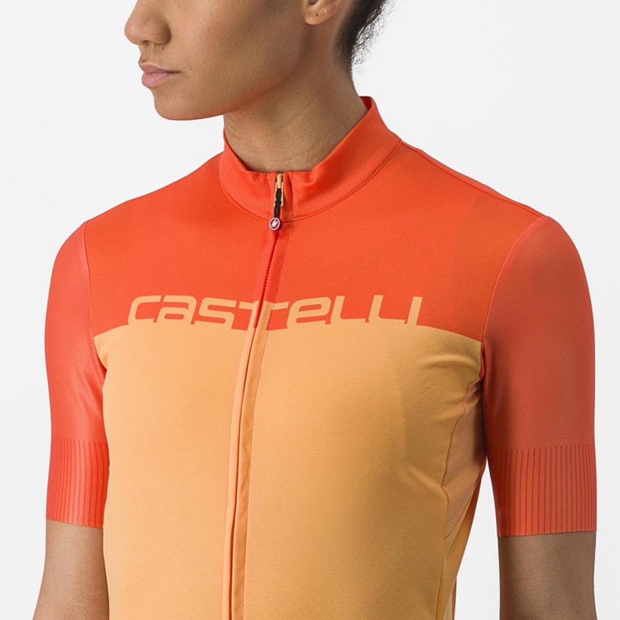 Femme Orange Rouge Foncé Maillot Castelli VELOCISSIMA - france  GWO-4244769