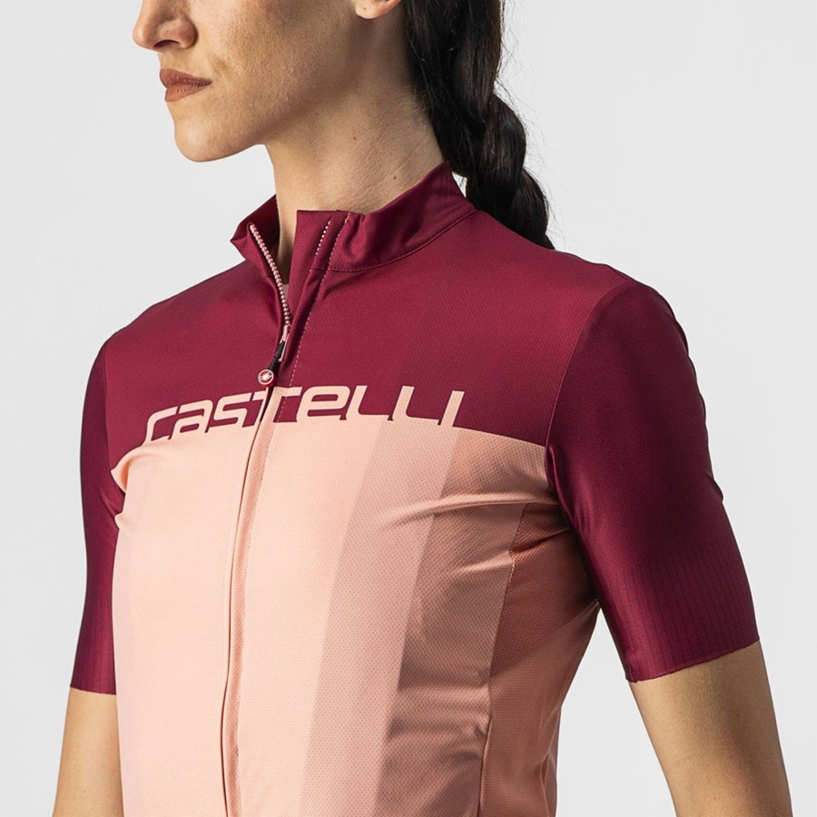 Femme Rose Bordeaux Maillot Castelli VELOCISSIMA - france  ZTI-7497558