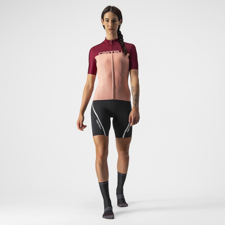 Femme Rose Bordeaux Maillot Castelli VELOCISSIMA - france  ZTI-7497558