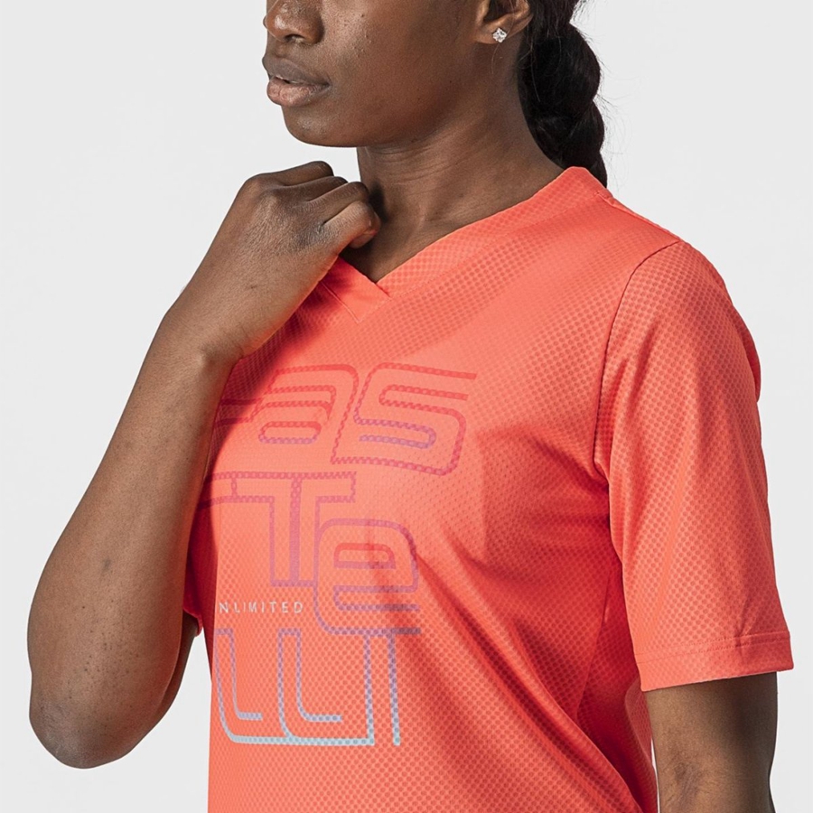 Femme Corail Maillot Castelli TRAIL TECH W TEE - france  AEU-7245433